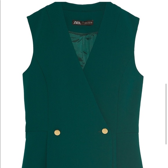 NWT ZARA Green Double Breasted Vest XS - Picture 2 of 6